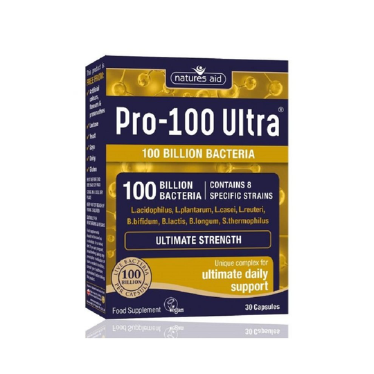 Natures Aid Pro-100 Ultra 100 Billion Bacteria Ultimate Strength - 30 Capsules