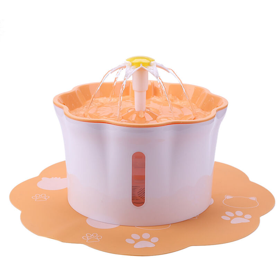 Groofoo - Cat Water Fountain: Stainless Steel Pet Water Fountain for Cats Dogs Automatic Water Dispenser - Orange