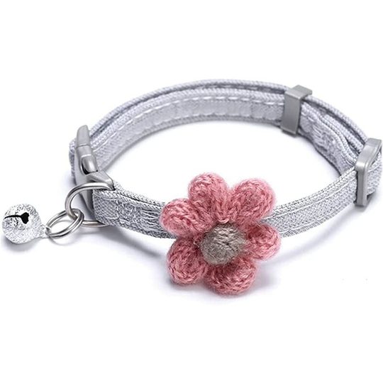 Cat Collar with Flower & Bell, Kitty Kitten Necklace for Small Dogs & Cats Rabbit Safety Pet Collar Quick Release Buckles (1 Pack) (Pink)