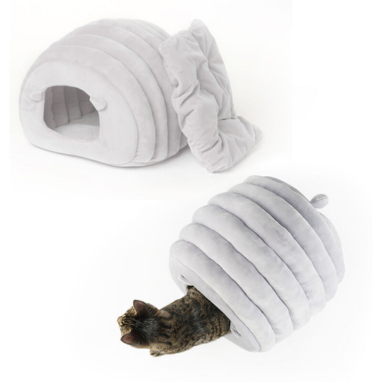 Pet Cat Dog Nest Bed Cave Winter Sleeping Bag Mat, Light Grey - Livingandhome