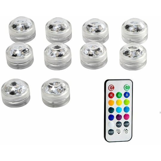 10 pcs Mini Submersible LED Lights, ALED LIGHT Underwater Lights Waterproof RGB Multicolor LED Candle Lights with 1 Remote Control for Swimming Pool
