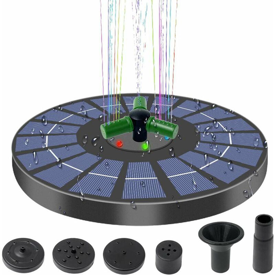 Benobby Kids - Solar Fountain Pump, Solar Floating Outdoor Fountain 6W Solar Pond Pump with 6 Nozzles for Bird Bath Aquarium Pond Pool Patio Garden