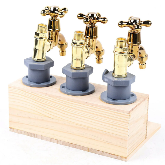 3 Head Beer Tower Dispenser, Wood Faucet Drinker Liquor Alcohol Whiskey Tap Dispenser For Bar Party