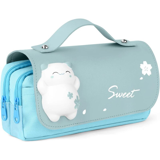 Waterproof School Pencil Case with Handle, Large Pencil Case, School Pencil Bag Pencil Case with Decompression Toy for College Office Students Girl