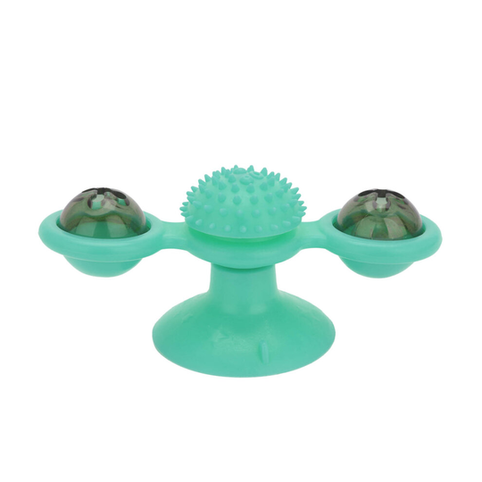 (Blue) Turntable Windmill Ball Play For Cats Kitte