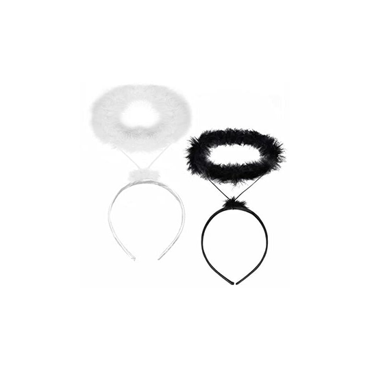 Angel Halo Headband Set - Extra Feather Angel Halo Headbands - Halloween Angel Outfit Cosplay Costume Accessories for Adults, Teens and Kids (Black