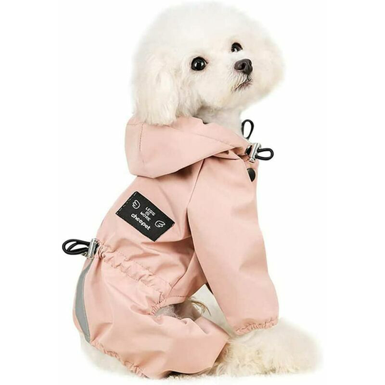 Dog Hooded Poncho,rlife Waterproof Dog Coat, Pet Winter Clothes with Hat, Light Reflective Dog Jacket-pink(XL)