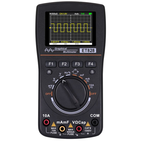 Superseller - ET828 Intelligent Graphical Digital Oscilloscope Multimeter 2 in 1 with 2.4 Inches Color Screen 1MHz Bandwidth 2.5Msps Sampling Rate