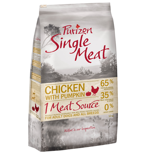 Purizon Single Meat Adult Dog - Grain-Free Chicken with Pumpkin - Economy Pack: 2 x 12kg