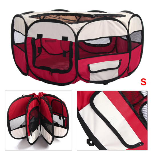 (Red) Modern Foldable Pet Cage Puppy Playpen