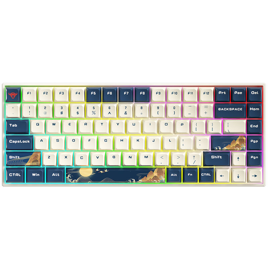 K84 84 Keys Three-mode Mechanical Keyboard BT5.0+2.4G+Wired Connection pbt Keycaps Red (Gateron Silver Switches), Blue Gateron red switches - Blue