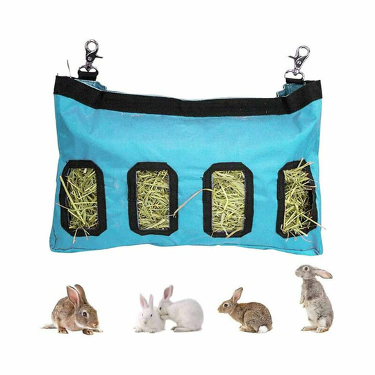 Rabbit Feeder Bags Guinea Pigs Hay Bag Long Wear Feeder Bag Hanging Feeding Device with 4 Holes