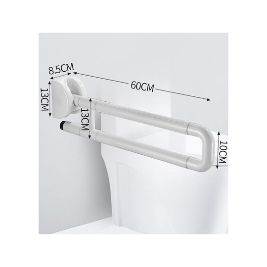 Toilet safety railing, stainless steel, for the elderly, the disabled, hinged handles , 60cm, white