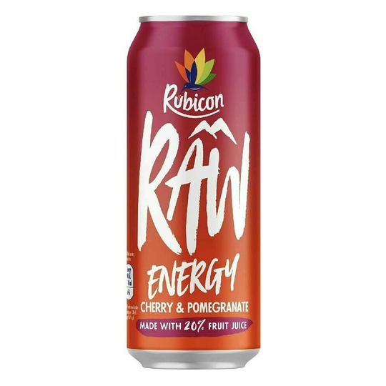 (6 Cans, Cherry & Pomegranate) Rubicon RAW Energy Drink 500ml Juiced Fruit Mixed