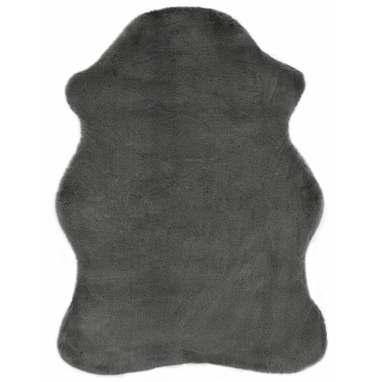 Rug 65x95 cm Faux Rabbit Fur Dark Grey - Grey