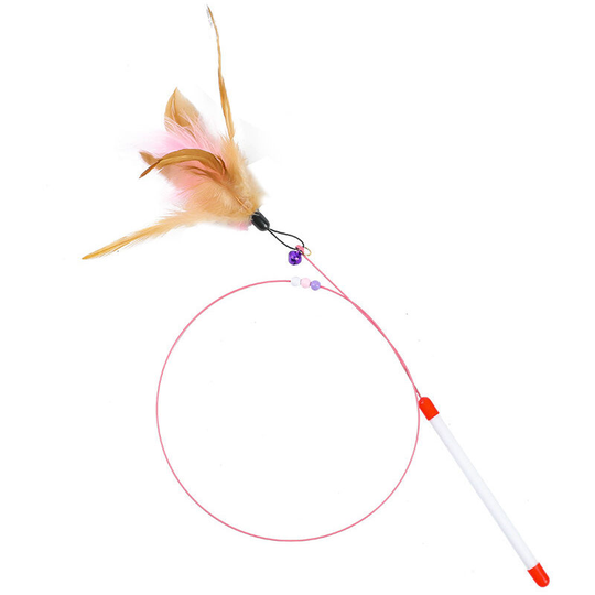 interactive cat toy Cat Feather Toy Pets Steel Wire Bell Beads Training Teasing Interactive Toy Kitten Chaser for Exercise Play Fun (2pcs)
