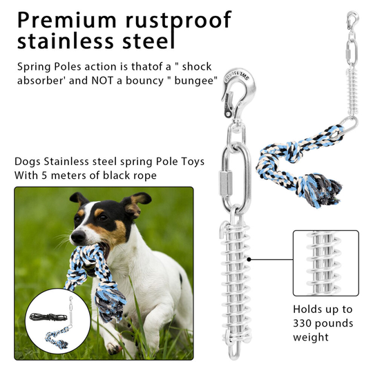 Dog Spring Pole Rope Toy Pet Outdoor Fun Exercise Tug Toys UK