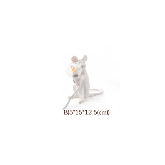 (White-2) Mouse lamps Resin Animal Rat Mouse Table lamp