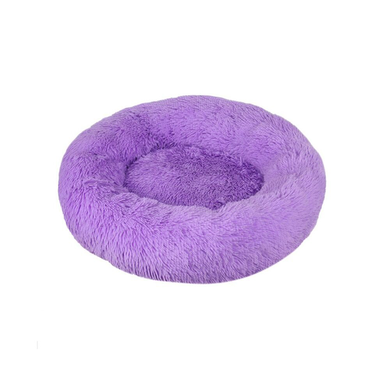 (Purple, Dia.40cm/15.7in) Pet Bed For Dog Cat Washable Fluffy Cushion Donut