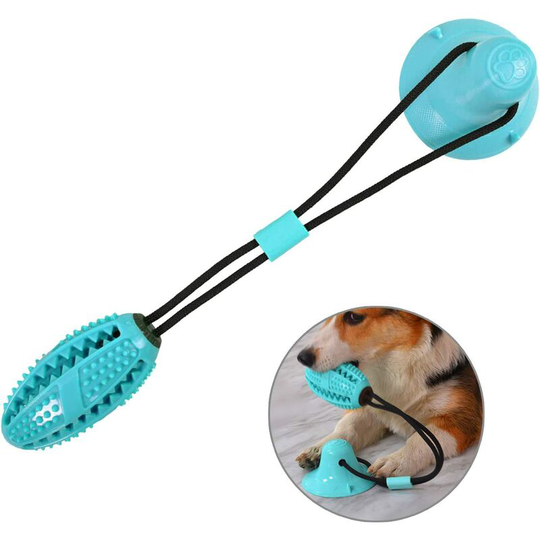Dog Chew Toy with Suction Cup for Aggressive Chewers, Puppy Training Treats Food Dispensing Toothbrush Pet Teeth Cleaning Rope Toys for Small Medium
