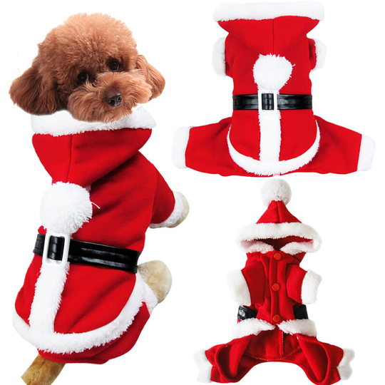 Christmas Pets Santa Claus Clothes For Dog Puppy Costume Christmas Coat With Hat Cute Warm Dog Coat Of Gifts, S