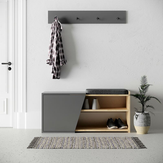 Decortie - fiona bench - oak - anthracite - Oak - Anthracite