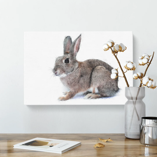 Brown Bunny Rabbit Painting - Wrapped Canvas Graphic Art