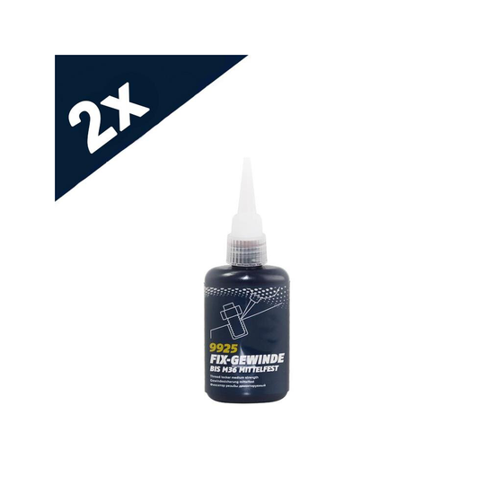 Mannol Medium Fix Threadlocker for Bolts/Nuts/Studs/Screws 2x50ml