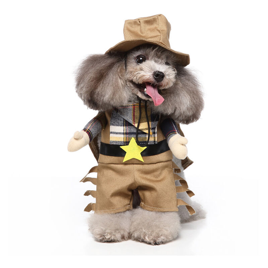 Cosplay Dog Clothes Stand Up, Dress Up Pet Clothes, Cowboy,S - Muff