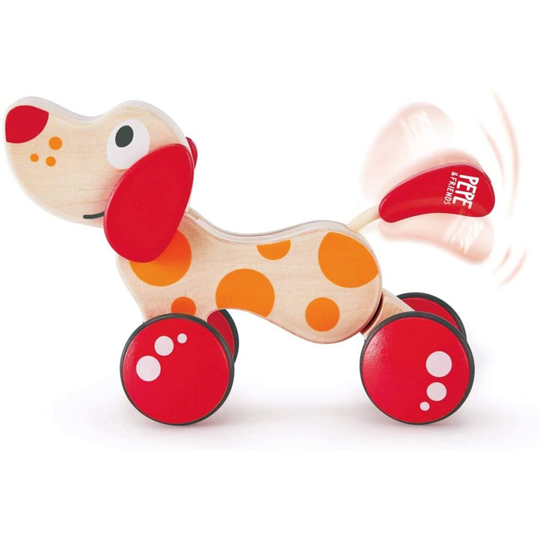 Hape E0347 Pepe Pull Along - Walk Along Wooden Dog Toy - Virtual Pet