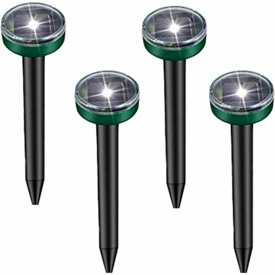 Monly - Solar Ultrasonic Mole Repeller 4 Pack, Ultrasonic Cat Repeller, Solar Mouse Repeller Mole Repeller Repel Mole Voles for Garden Lawn (Green 4