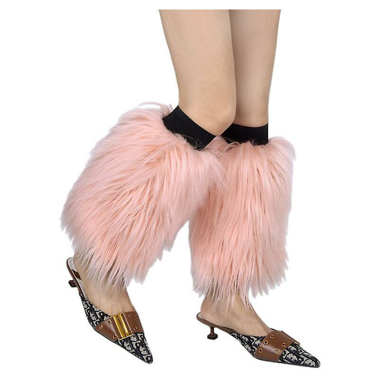 Women's Fur Leg Warmers Winter Furry Long Boot Cuffs Fuzzy Shoes Cover Party Costume Holiday Festival Performance Play