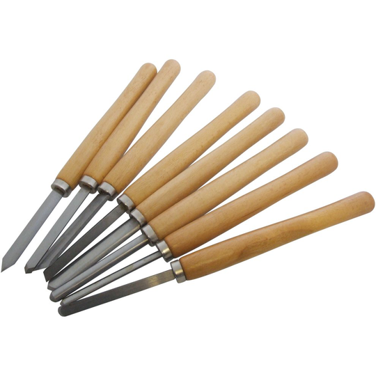 8pc Wood Turning Chisel Set - wood chisel set turning 8pc lathe carpenter model maker steel amtech woodwork art artist professional