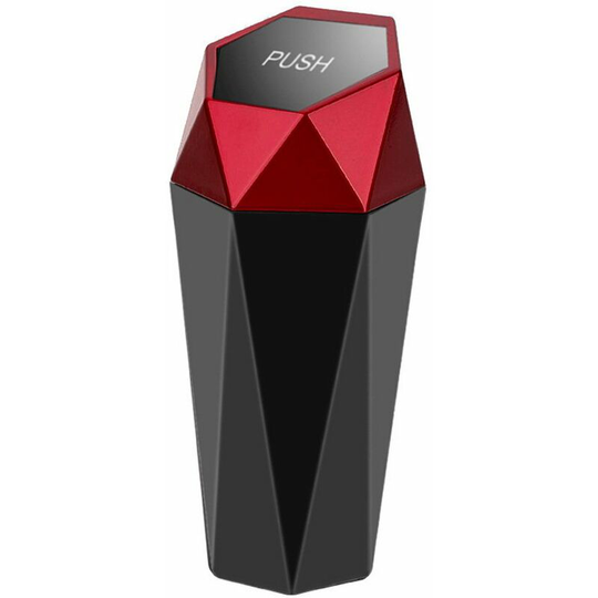 Perle Rare - Mini Car Trash Can with Lid Leak Proof Plastic Car/Home/Bedroom/Office Trash Can Red