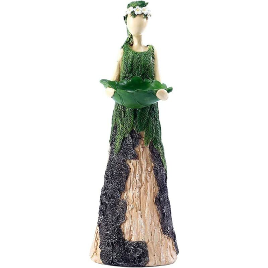 Bearsu - Decorative Bird Feeder Resin Parrot Food Tray Flower Fairy Pattern Outdoor Landscaping Ornament Forest Princess Figurine for Garden