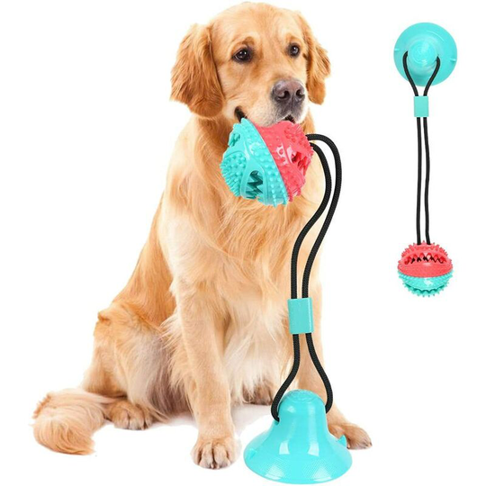 Suction cup chew toy, multifunctional dog game with elastic rope