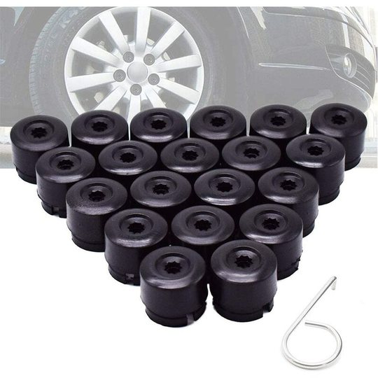 20pcs Wheel Nut Cap Cover Bolt Head Nut Covers 19mm Black + Tool for Transporter T5 T6 2003 2004 2005 2006 2007 2008-2020 Car Styling