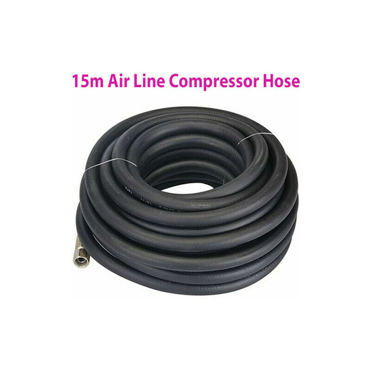 Loops - 15m Strong Rubber Air Compressor Line Hose/Pipe 20Bar Pressure 6mm Nuts Tools