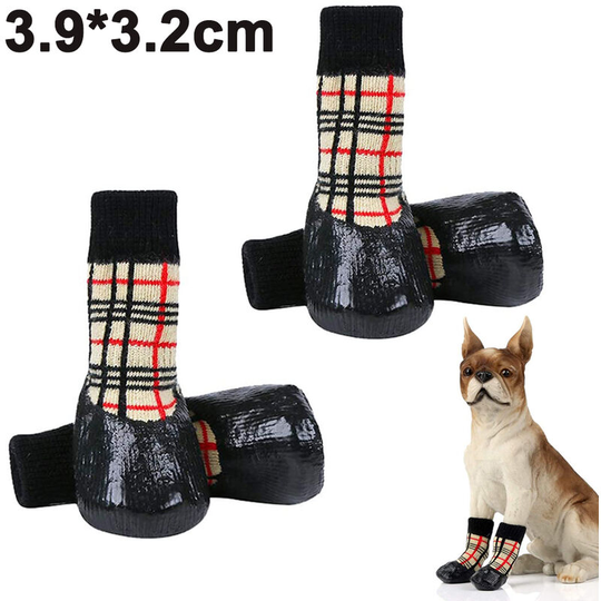 2 Pairs Waterproof Dog Socks , Anti-Slip Pet Paw Protectors for Indoor Outdoor Wear - Traction Control Dog Boots for Small Medium Dogs and Cats,