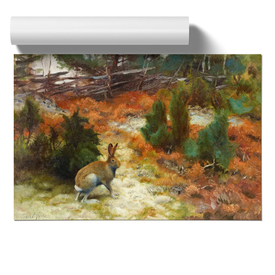 Hare Rabbit by Bruno Liljefors - Unframed Painting