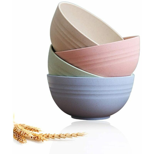 Devenirriche - Cereal bowls set of 4 made of wheat straw, salad bowl, muesli bowl, dessert bowl, snack bowl, ice cream bowl, wheat straw fiber