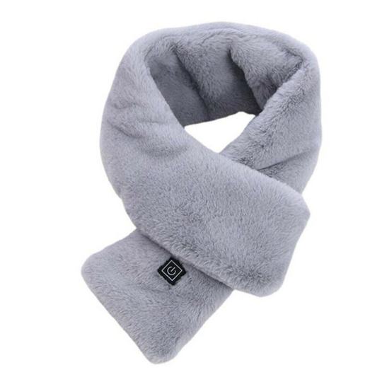 (Grey) Men Women Electric Shawl Super Warmer Winter Soft Heated Scarf Neck With USB