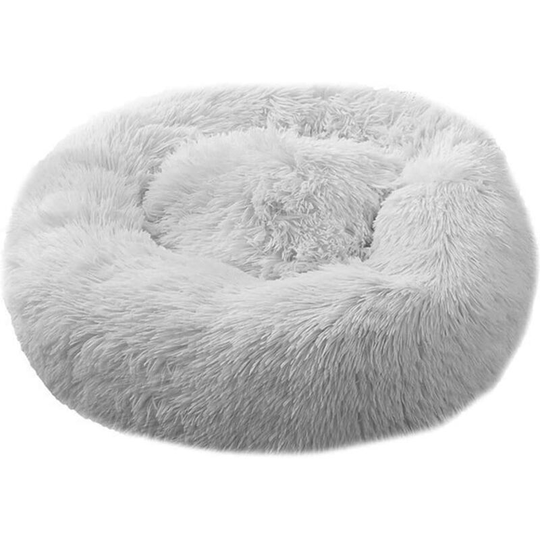Pet Bed Dog Kennel Cat Nest Plush Donut Round Doghouse Deep Sleeping Bag for Cats & Dogs (Gray,50CM/19.7IN)