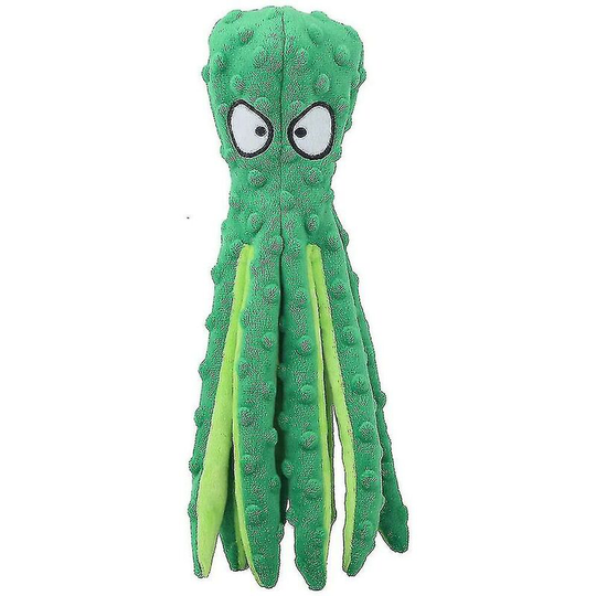 Squeaky Toy For Dog , Filling-free Octopus Plush Dog Toy With Crackling Paper And Squeaky Green- Aespa