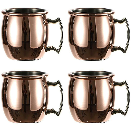 Heguyey - 4x MOscOw Mule copper mugs, (set of 4) solid COpper Mugs, Handcrafted - 60ml