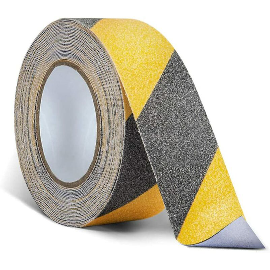 Anti-Slip Safety Tape for Stair Steps High Traction Friction Hazard Warning Tape - Black/Yellow 50mmx5m