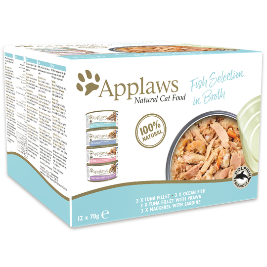 Applaws Wet Cat Food Mixed Mega Pack 48 x 70g - Fish Collection in Broth