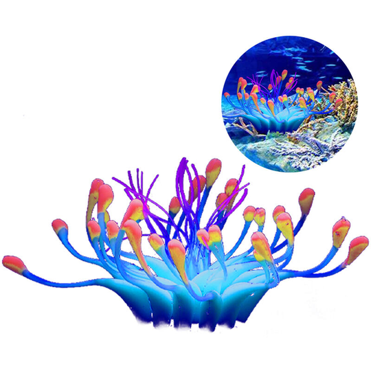 Devenirriche - Artificial Aquarium Fish Tank Decoration Silicone Sea Anemone Artificial Fish Tank Ornament Decoration, blue