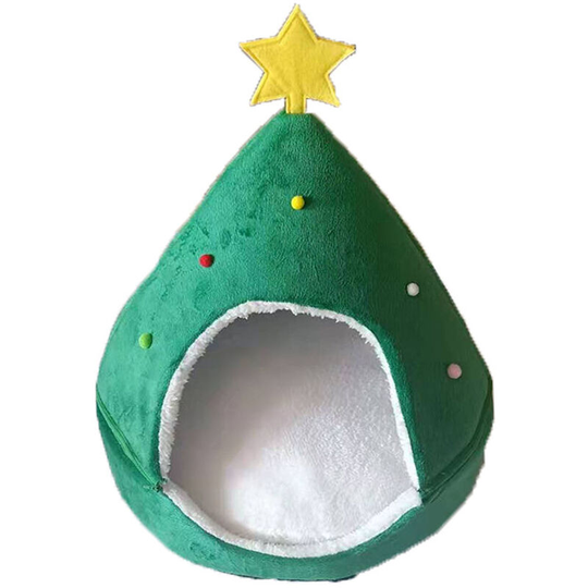 Christmas Pet Nest Soft Plush Round Pet Bed Cat Soft Bed Cat Bed For Cats Small Dogs (Green)