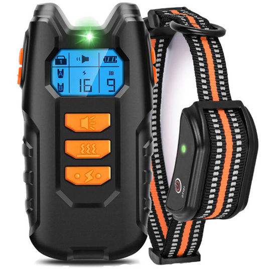 Rechargeable Dog Training Collar with Sound, Vibration and Shock Modes, IP67 Water Resistant - 600m Manual Control Range, Orange